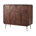 Moderne Houten Dressoir met Geometrisch Patroon en Gouden Handgrepen