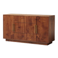 "Moderne Houten Kast met Strak Design en Gouden Handgrepen"
