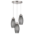 "Moderne Hanglamp met Drie Grijze Glazen Lichthouders"