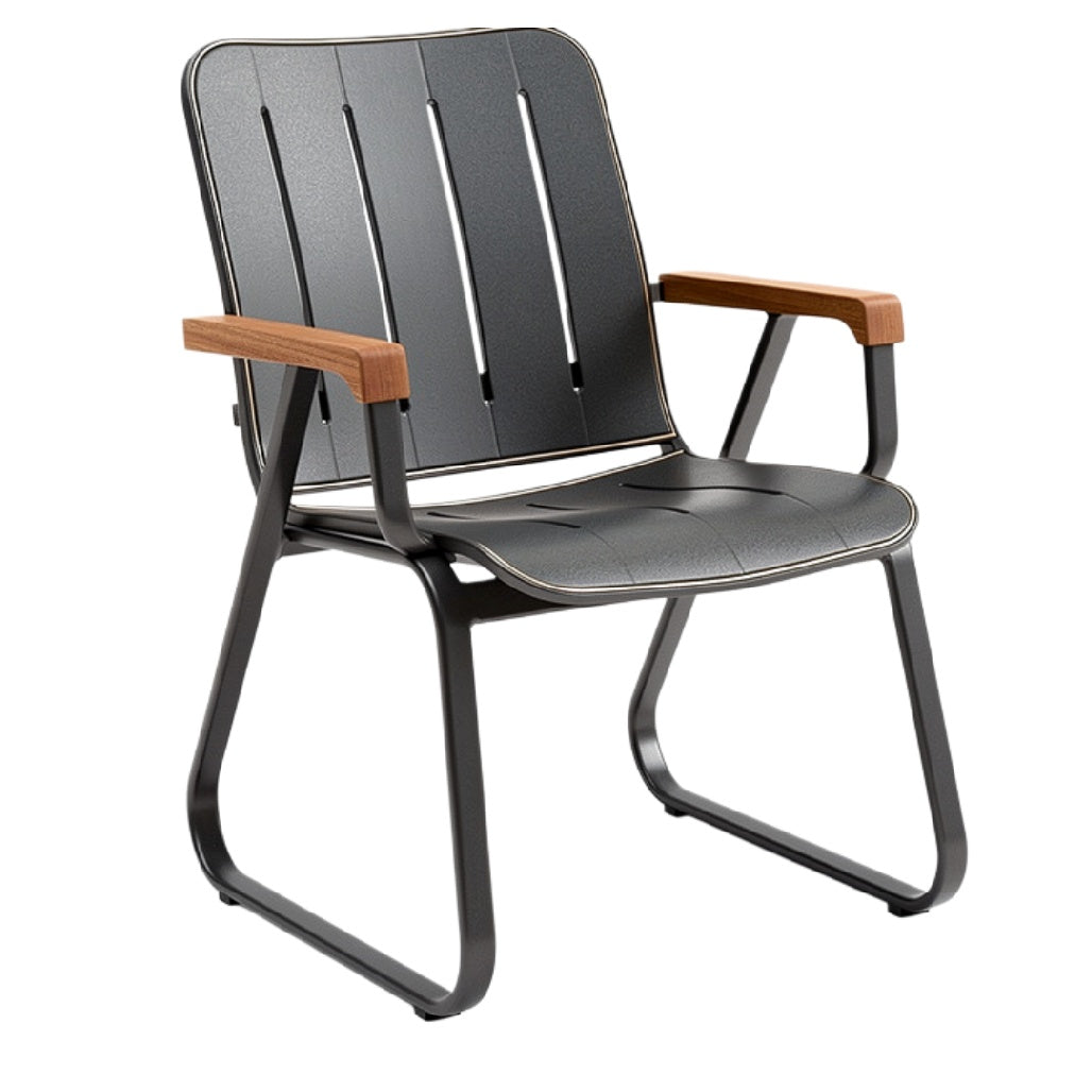 Moderne Tuinstoel met Houten Armleuningen en Stijlvol Design