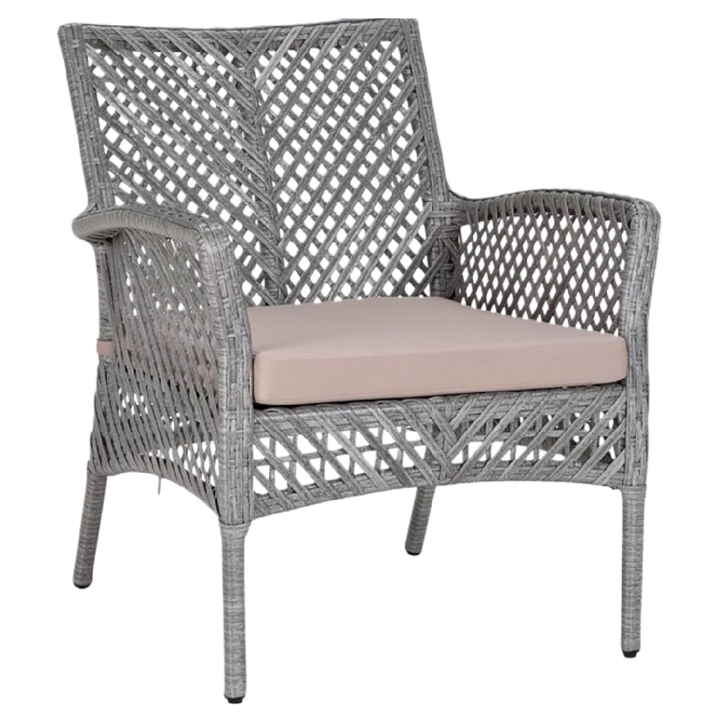 "Moderne Grijze Wicker Tuinstoel met Kussen"